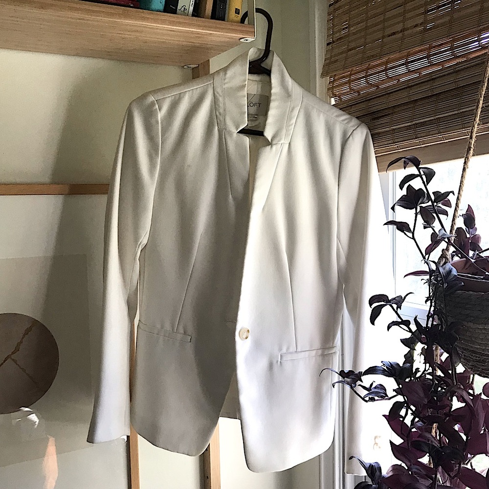 Loft Sharp White Collarless Blazer - image 1